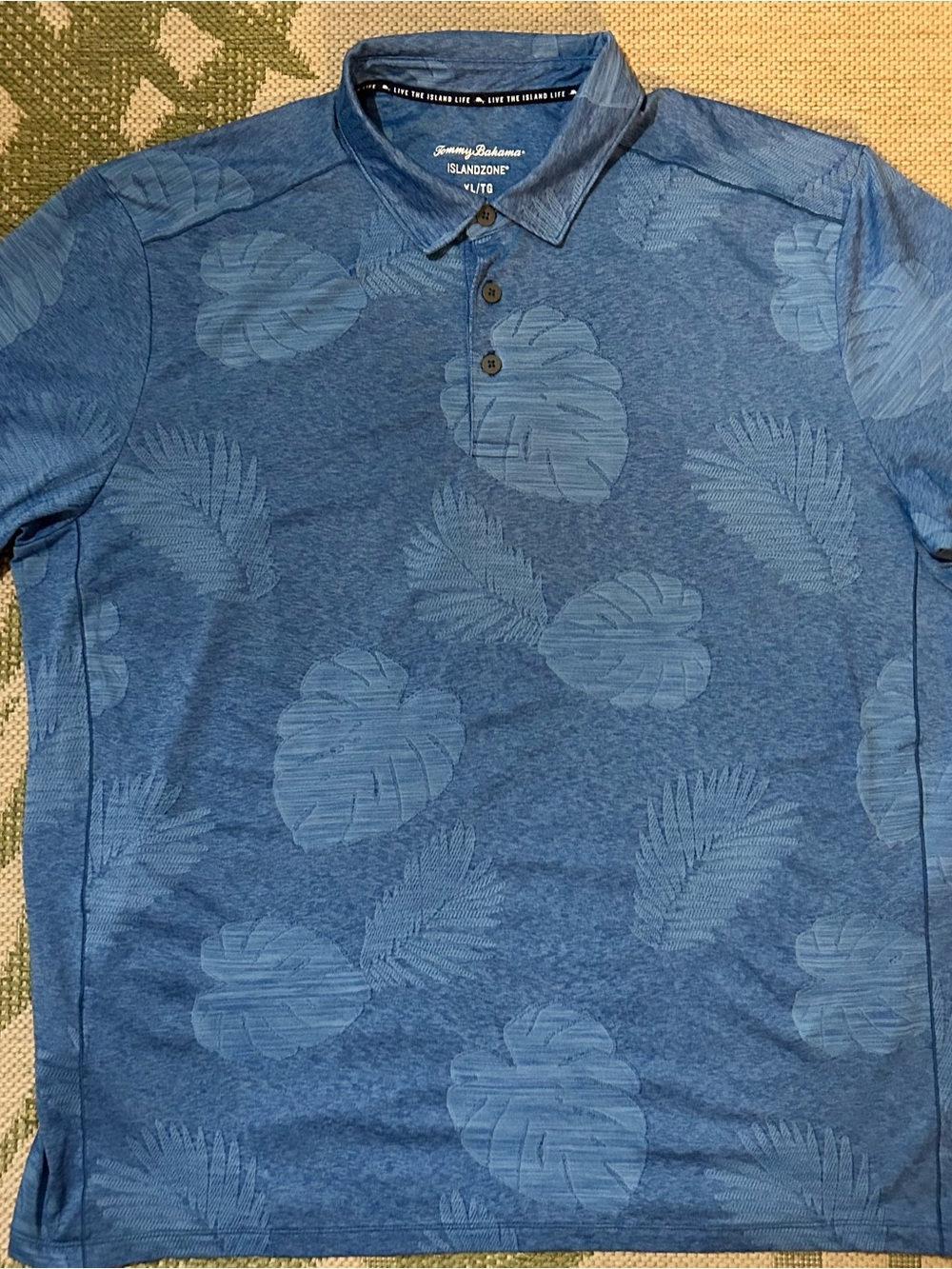 Tommy Bahama Blue Tropical Leaf IslandZone Polo
